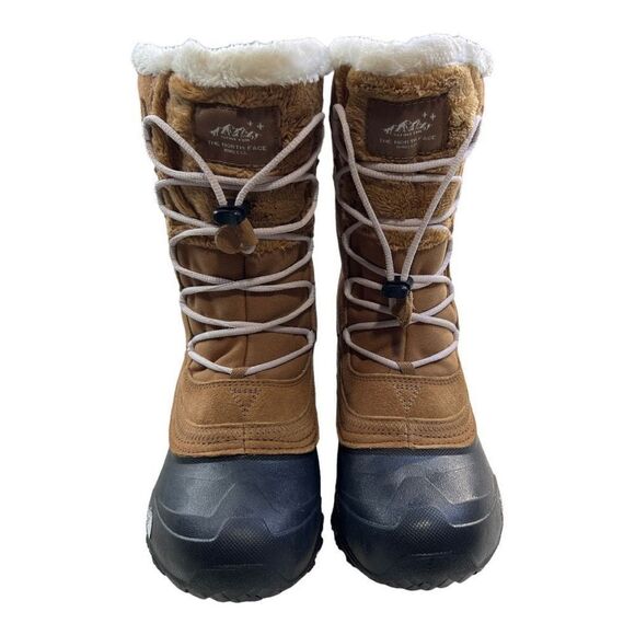The North Face Girls Faux Fur Leather Shellista Lace IV Snow Boots Brown Size 4 - Picture 4 of 7